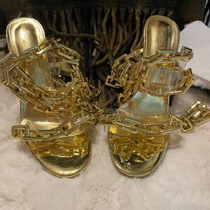 Luxurious Gold Chain Women's Heels